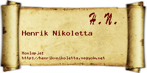Henrik Nikoletta névjegykártya